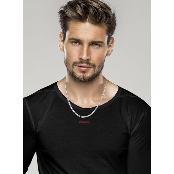 Italian Solid 925 Sterling Silver 3.5mm Diamond Cut Cuban Link Curb Chain Neckla - Picture 5 of 6